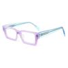 BETSION Rectangle Eyeglasses Frames, Unisex Classic Retro Wide Rim Square, Black Plastic, Anti-Glare Blue Light Blocking Glasses (Pink Blue C3, Clear Lens) view 1