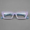 BETSION Rectangle Eyeglasses Frames, Unisex Classic Retro Wide Rim Square, Black Plastic, Anti-Glare Blue Light Blocking Glasses (Pink Blue C3, Clear Lens) view 2
