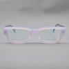 BETSION Rectangle Eyeglasses Frames, Unisex Classic Retro Wide Rim Square, Black Plastic, Anti-Glare Blue Light Blocking Glasses (Pink Blue C3, Clear Lens) view 4