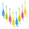 COOLHIYA 8Pcs Toothbrush with Soft Bristles Short Neck Safe PP Material Cartoon Animal Design for Tooth Care Training and Gentle Cleaning Random Color view 1