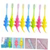 COOLHIYA 8Pcs Toothbrush with Soft Bristles Short Neck Safe PP Material Cartoon Animal Design for Tooth Care Training and Gentle Cleaning Random Color view 2
