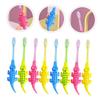 COOLHIYA 8Pcs Toothbrush with Soft Bristles Short Neck Safe PP Material Cartoon Animal Design for Tooth Care Training and Gentle Cleaning Random Color view 3