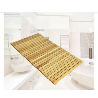 Teak Wood Bath Mat - Non-Slip Sturdy Shower Mat for Bathroom, Bathtub, Spa & Garden - Customizable Size (80x110cm/31.5x43.3in) - Elegant Floor Solution
