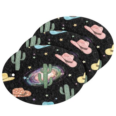KOCOART Cowboy Hats Cacti Galaxy Dish Scrub Sponges Kitchen Non Scratch Reusable Compressed Cellulose Sponge Hanging for Household Cleaning Washing Dishes Pots and Pans 3 Pack