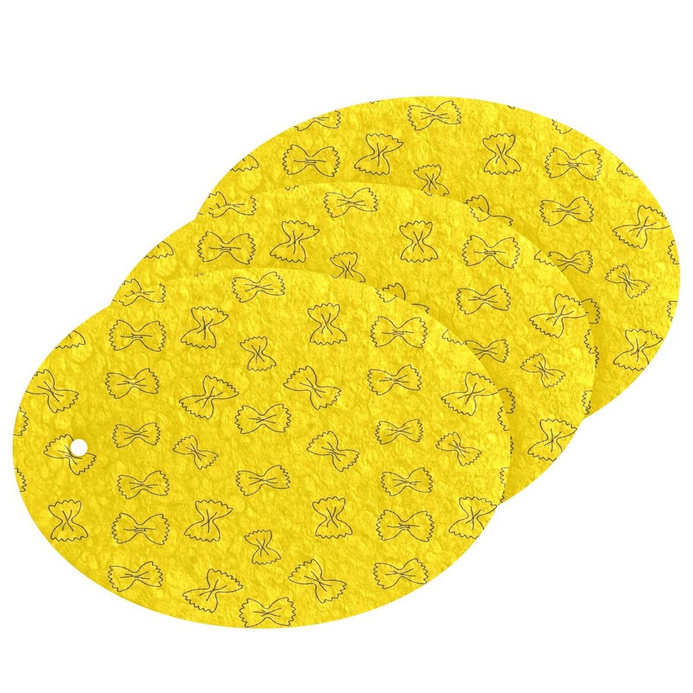 KOCOART Bow Tie Pasta Pattern Dish Scrub Sponges Kitchen Non Scratch Reusable Compressed Cellulose Sponge Hanging for Household Cleaning Washing Dishes Pots and Pans 3 Pack