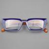 BETSION Rectangle Eyeglasses Frames, Unisex Classic Retro Wide Rim Square, Black Plastic, Anti-Glare Blue Light Blocking Glasses (Purple Orange C6, Clear Lens) view 2
