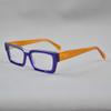 BETSION Rectangle Eyeglasses Frames, Unisex Classic Retro Wide Rim Square, Black Plastic, Anti-Glare Blue Light Blocking Glasses (Purple Orange C6, Clear Lens) view 3