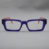 BETSION Rectangle Eyeglasses Frames, Unisex Classic Retro Wide Rim Square, Black Plastic, Anti-Glare Blue Light Blocking Glasses (Purple Orange C6, Clear Lens) view 4