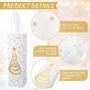 Wesnoy 50 Pcs Christmas Reusable Non-woven Wine Bottle Gift Bags Bulk 13.6x3.5x3.9 Christmas Tree Pattern Bottle Gift Bags with Handles for Xmas Party (White Gold) view 2