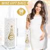 Wesnoy 50 Pcs Christmas Reusable Non-woven Wine Bottle Gift Bags Bulk 13.6x3.5x3.9 Christmas Tree Pattern Bottle Gift Bags with Handles for Xmas Party (White Gold) view 3