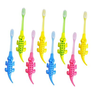 COLLBATH 8Pcs Cartoon Animal Toothbrush with Gentle Bristles Short Neck Safety Design for Oral Care Ergonomic Handle for Training and Gentle Gum Cleaning Random Color