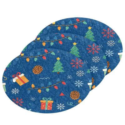 KOCOART Christmas Pattern with Gifts Dish Scrub Sponges Kitchen Non Scratch Reusable Compressed Cellulose Sponge Hanging for Household Cleaning Washing Dishes Pots and Pans 3 Pack