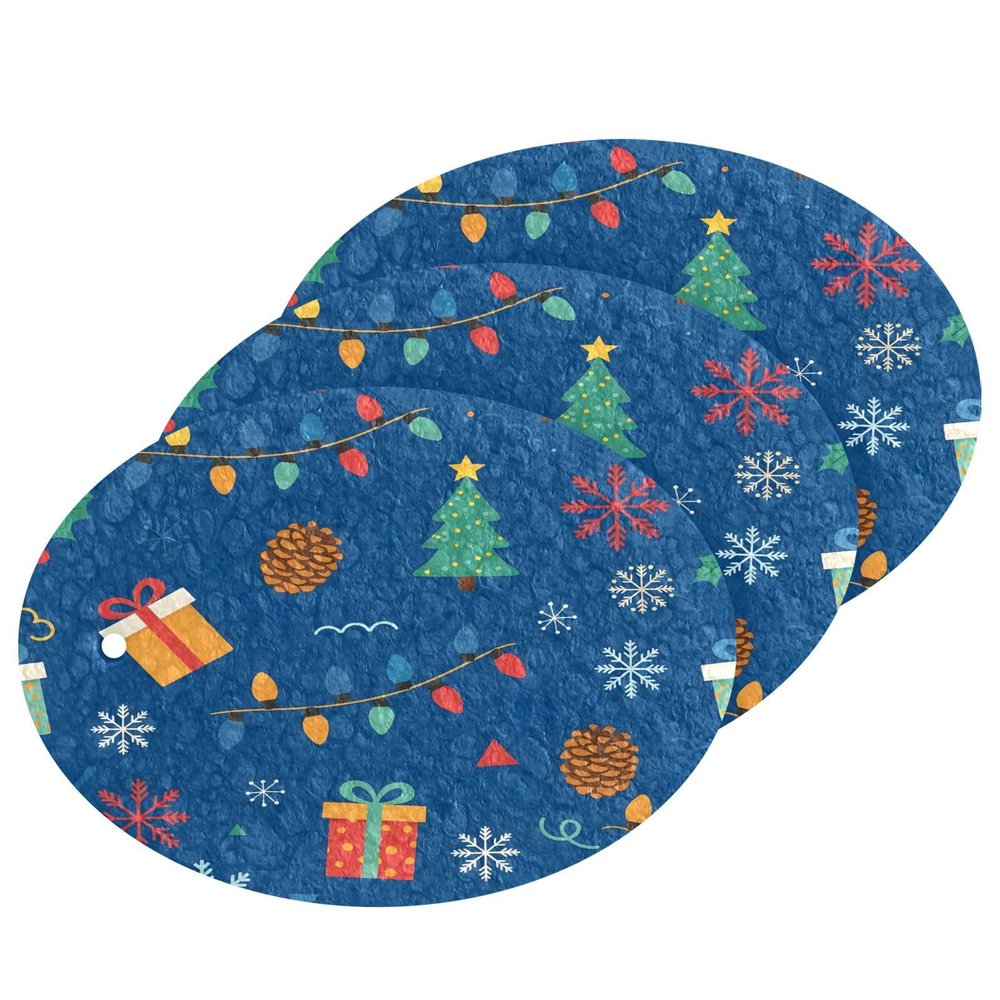 KOCOART Christmas Pattern with Gifts Dish Scrub Sponges Kitchen Non Scratch Reusable Compressed Cellulose Sponge Hanging for Household Cleaning Washing Dishes Pots and Pans 3 Pack