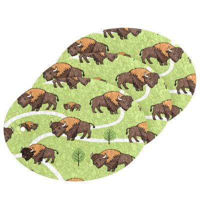 KOCOART Bison Pattern on Green Dish Scrub Sponges Kitchen Non Scratch Reusable Compressed Cellulose Sponge Hanging for Household Cleaning Washing Dishes Pots and Pans 3 Pack