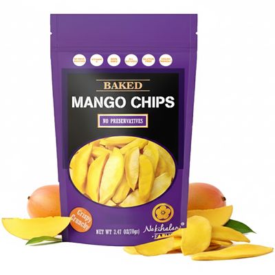 Baked Mango Chips by Nakihalani Farm (2.8 oz) - Crunchy Dried Snacks for Adults and Kids, Non-GMO, Gluten-Free & Vegan Snacks Dried Mango Slices in Resealable Bag