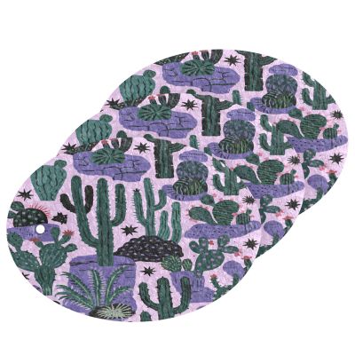KOCOART Cactus Pattern on Purple Background Dish Scrub Sponges Kitchen Non Scratch Reusable Compressed Cellulose Sponge Hanging for Household Cleaning Washing Dishes Pots and Pans 3 Pack