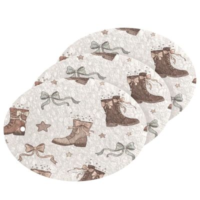 KOCOART Boots Bow Star Pattern Dish Scrub Sponges Kitchen Non Scratch Reusable Compressed Cellulose Sponge Hanging for Household Cleaning Washing Dishes Pots and Pans 3 Pack
