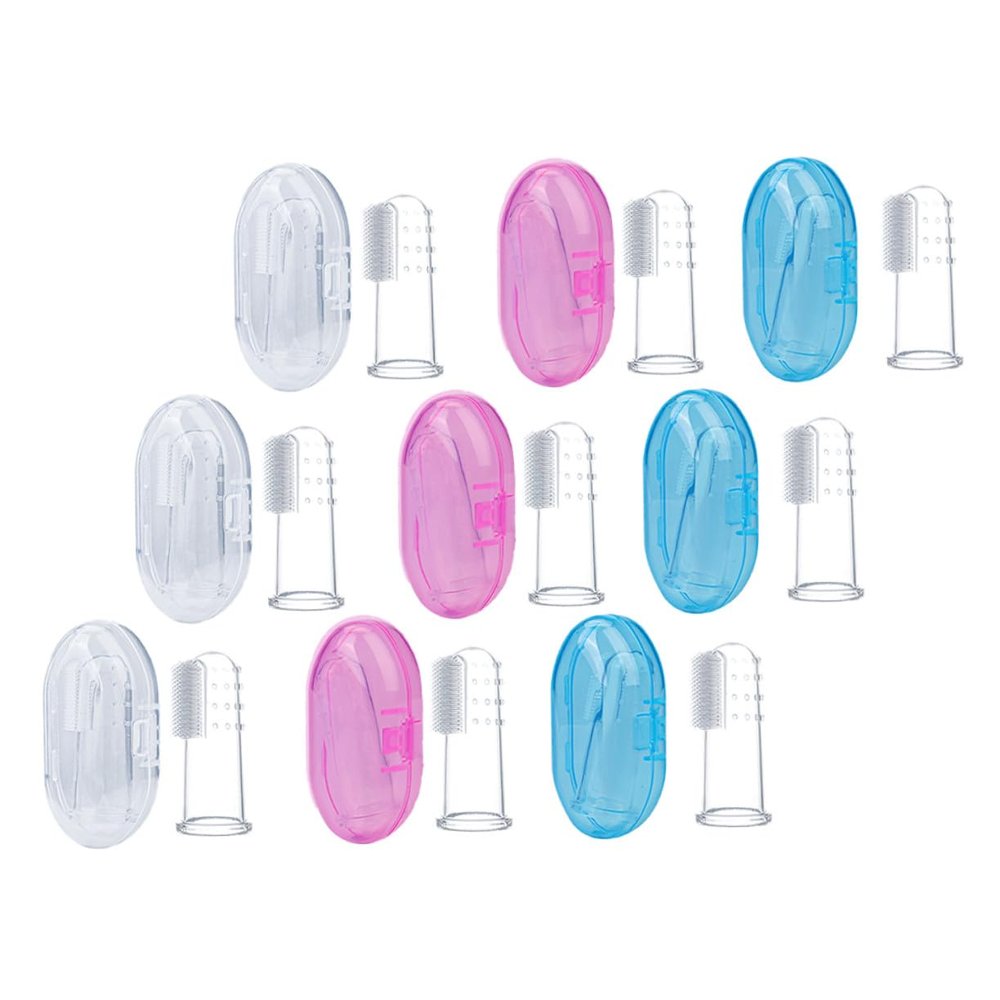 COLLBATH 9pcs Silicone Finger Toothbrush with Storage Box for Newborns Years Soft Ergonomic Oral Cleaner and Gum Massager for Gentle Plaque Removal and Teething Relief