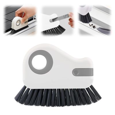 2 in 1 Groove Cleaning Brush, Window Track Cleaning Tools with Hard Bristles and Hidden Scraper, Crevice Brush for Sliding Door Track, Window Seal and Sill (Gray)