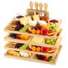 Bamboo 4 Piece Charcuterie Platter - Cheese Board Knife Set, Wooden Dinner Plate and Knife Set with Knife Holder, Suitable for Personalized Gifts Weddings, Housewarming, Birthdays, Christmas view 1