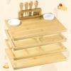 Bamboo 4 Piece Charcuterie Platter - Cheese Board Knife Set, Wooden Dinner Plate and Knife Set with Knife Holder, Suitable for Personalized Gifts Weddings, Housewarming, Birthdays, Christmas view 3