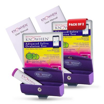 KNOWHEN Advanced Saliva Ovulation Test Kit Pack of 2 | Non-Invasive Fertility Tracker with Built-in Microscope | Unlimited Daily Tests, Accurate 98.9% Ovulation Predictor for Family Planning