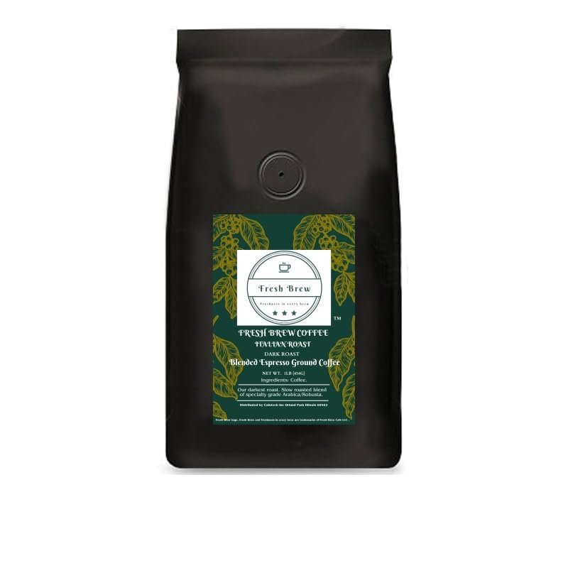 Fresh Brew Cafe Italian Roast Coffee, Espresso, Premium Coffee Beans, 1lb