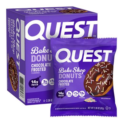 Quest Bake Shop Chocolate Frosted Donuts, Low Sugar, 14g Protein, 4 Count