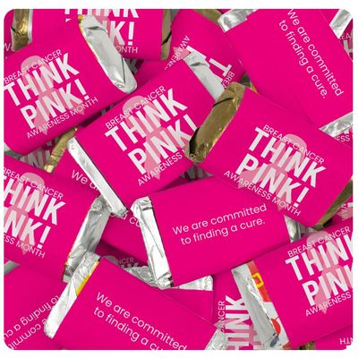136 Pcs Breast Cancer Awareness Chocolate Candy Miniatures - Think Pink Ribbon (2.5lb)