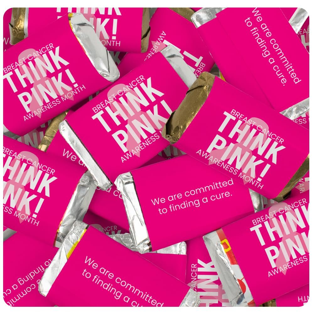 136 Pcs Breast Cancer Awareness Chocolate Candy Miniatures - Think Pink Ribbon (2.5lb)