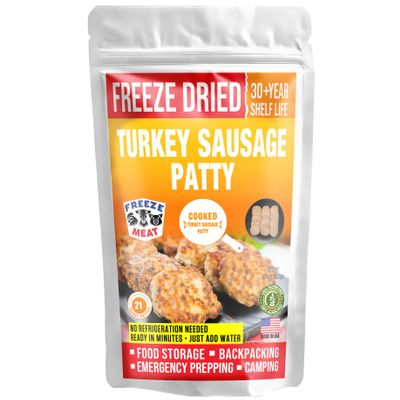 FREEZE DRIED TURKEY PATTY Cooked | Family Pack, 2 lbs, 30-Year Shelf Life, No Refrigeration Needed | Perfect for Backpacking, Camping, Emergencies, and Food Storage |MRNA FREE - Freeze Meat - Preserving Your Future
