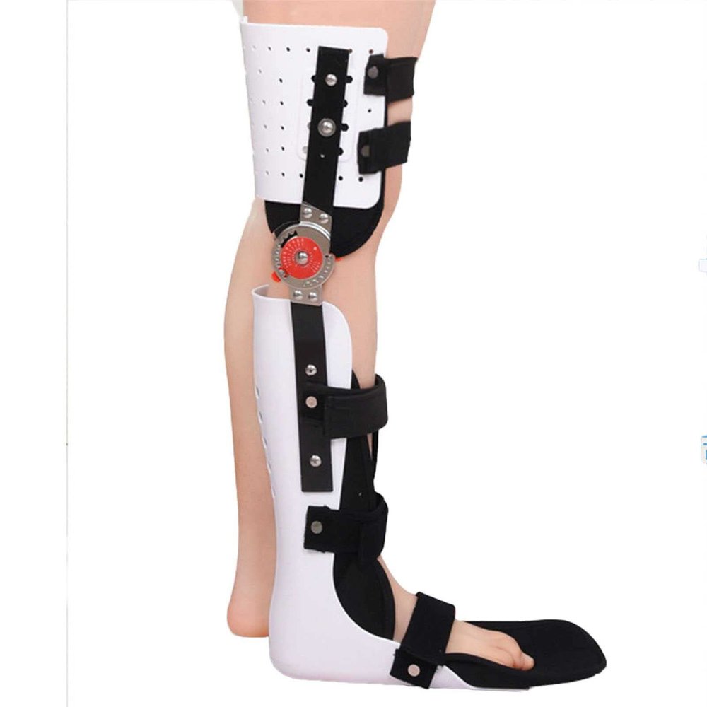 Hinged Knee Brace, Knee Ankle Foot Orthosis Fixation Brace Support Lower Limbs Orthosis Walking Boots with Full Leg Fixed Brace(Right Medium)