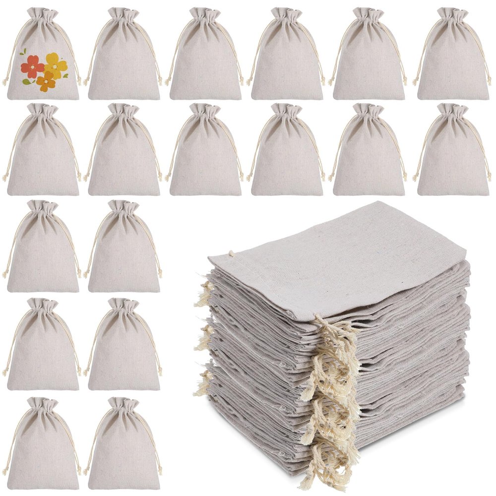 100 Pcs Rustic Burlap Bags Bulk 5 x 7 In Burlap Gift Bags with Drawstring Tiny Linen Reusable Ewelry Pouches Sacks for Grocery Kitchen Wrapping Birthday Wedding Party Christmas DIY Sack for Gift Wrap