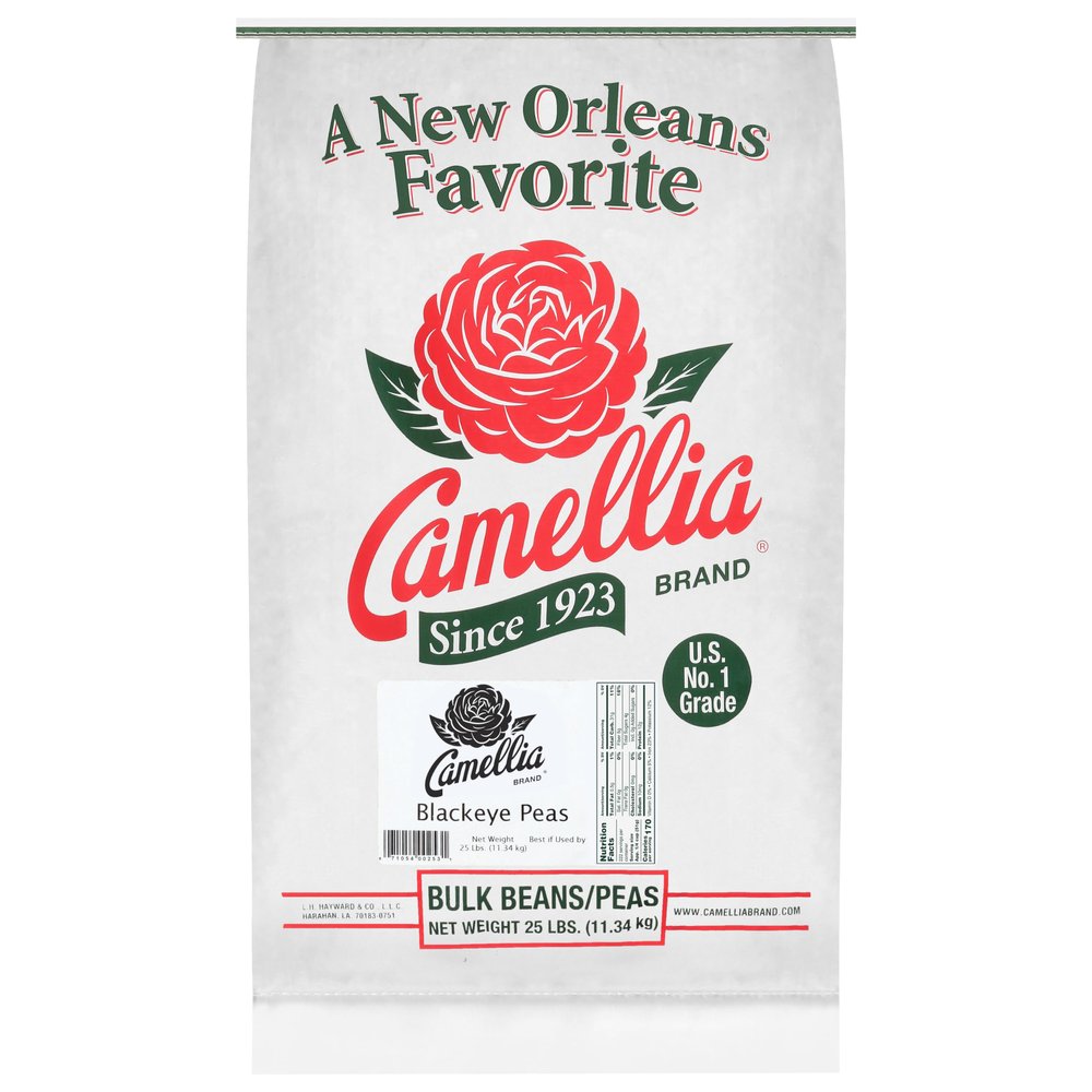 Camellia Brand Dried Blackeye Peas Premium Non-GMO Southern Pea for Hoppin John, Soups, Stews, Salads, New Years Day, and Side Dishes Gluten-Free, High Protein, Vegan & Vegetarian Friendly (25 lb, Black Eye Peas)