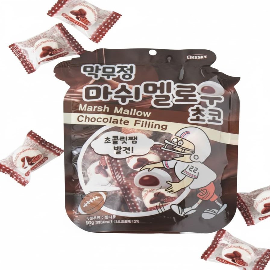 Chocolate-Filled Marshmallow 90g Individually Wrapped, Soft & Fluffy Treat Perfect for Hot Chocolate, Coffee, Toast, Baking Korean Snack