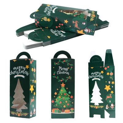 HICOHAND Christmas Gift Boxes with Window, 24PCS Small Christmas Tree Presents Box Bulk with Lids Green Cookie Boxes for Wrapping Gifts, Holiday Parties, Cookies