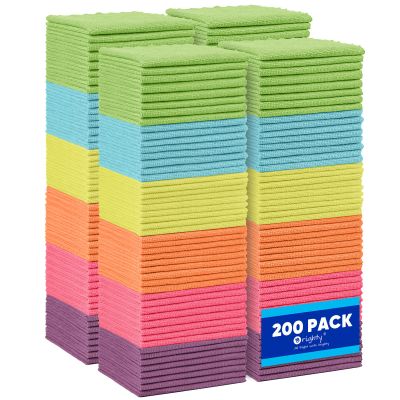 Orighty Microfiber Cleaning Cloth, 200 Pack Highly Absorbent Cleaning Supplies, Lint Free Kitchen Towels Cleaning Rags, Microfiber Towels for Cars, House, Window, 12x11 inch