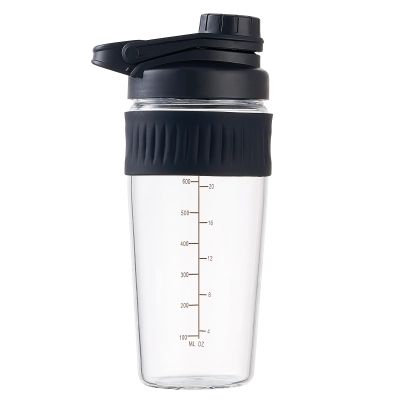 24oz Glass Shaker Bottle, 4 Pack Borosilicate Glass Protein Powder Gym Workout Shaker Cup Mixes for Protein Mixes with Blending Ball (A-BLACK, 4)