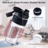 24oz Glass Shaker Bottle, 4 Pack Borosilicate Glass Protein Powder Gym Workout Shaker Cup Mixes for Protein Mixes with Blending Ball (A-BLACK, 4) view 2