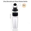 24oz Glass Shaker Bottle, 4 Pack Borosilicate Glass Protein Powder Gym Workout Shaker Cup Mixes for Protein Mixes with Blending Ball (A-BLACK, 4) view 3