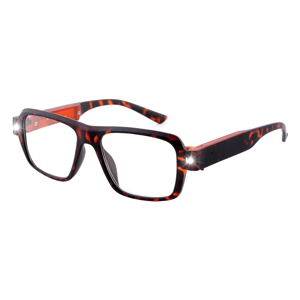 OuShiun USB Rechargeable LED Reading Glasses, Lighted Hands-Free Readers for Seniors to Read in Dark(C2+1.5)