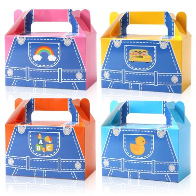 24Pcs Girls Party Favors Gift Boxes Cartoon Teacher Paper Treat Boxes Bulk English Teacher Birthday Goodie Candy Box with Handles for Boys Girls Birthday Baby Shower Cartoon Theme Party Decorations