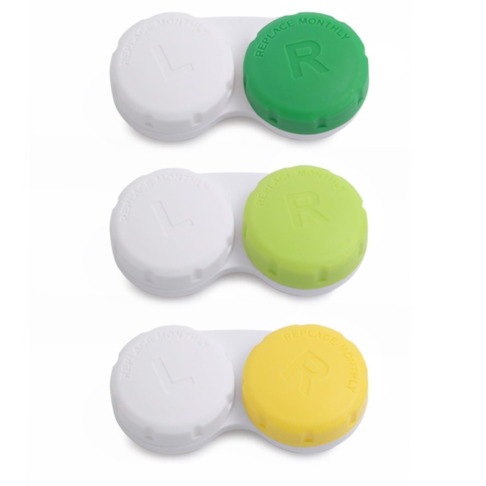 DEWSENSI Contact Lens Case, Empty Contact Lens Cases Box Holder Container for Storage, Travel, Daily Home Use (Green, 3 Pack)