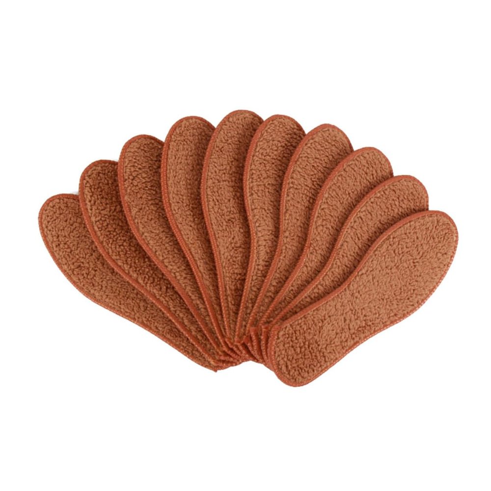 COLLBATH 5 Pairs Thickened Alpaca Wool Insoles Brown Warm Absorbent Breathable Shoe Inserts for Winter Sports and Outdoor Use