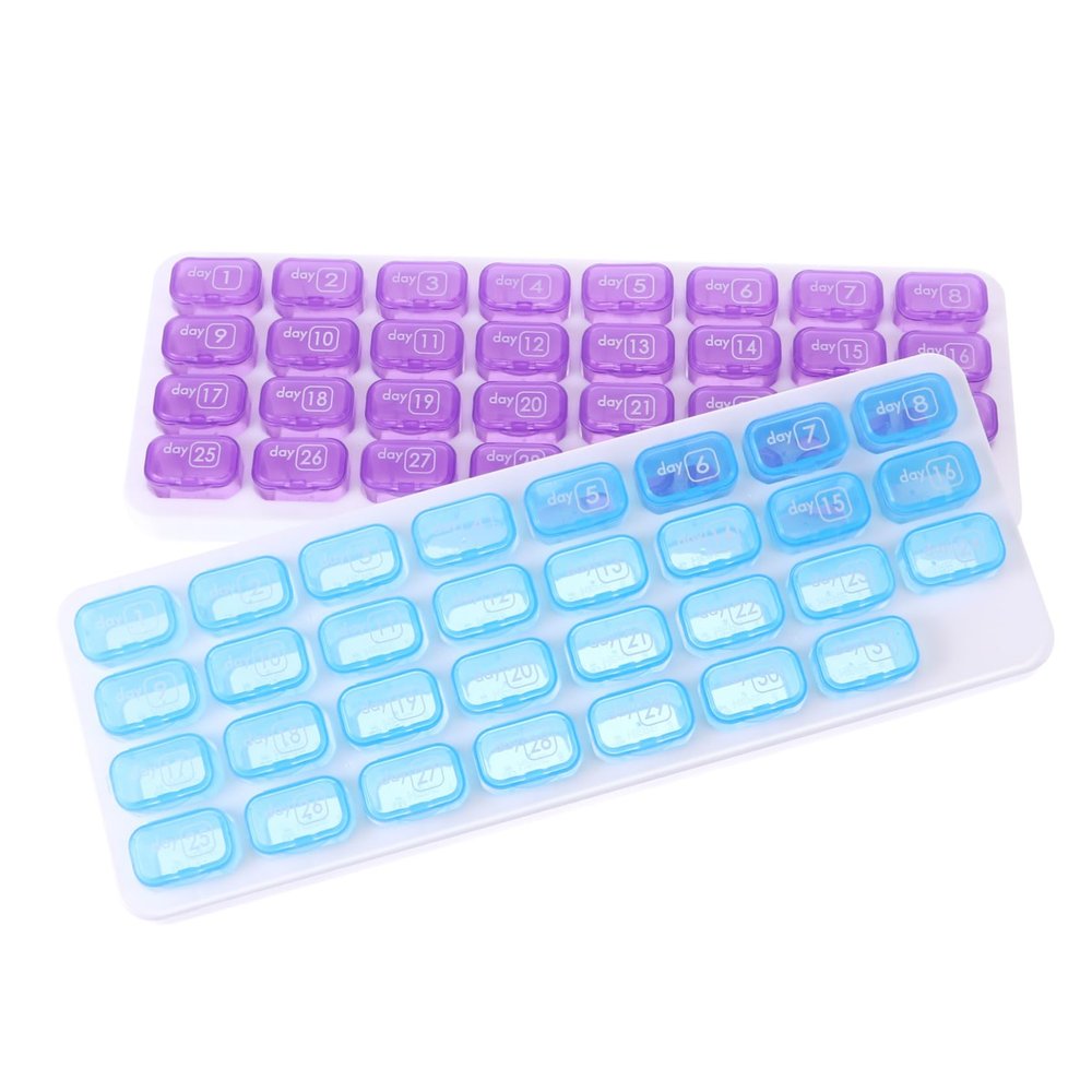 COOLHIYA 2Pcs Monthly Vitamin Case Portable Medicine Organizer Featuring Locking Lids for Daily Pill Management Preventing Mixing and Spills Easy to Open and Clean Random Color