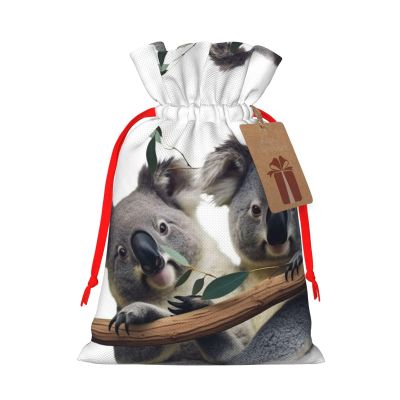 KKLWEGU Funny Koalas Christmas Drawstring Gift Bags Reusable Christmas Wrapping Bag W/Tags 8.3x11.8 Inch Xmas Treat Pouch Goody Bags Candy Treat Bag For Xmas Holiday Presents Party Favor