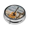 Pill Box Small Pill Case 3 Compartment Metal Pill Holder for Purse or Pocket Travel Pillbox Portable Pill Container Guitar on The Beach Medicine Organizer for Vitamins Fish Oil view 3