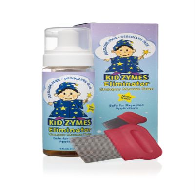 Kid Zymes Eliminator Shampoo Mousse Natural Lice Treatment & Prevention Shampoo for Kids Chemical Free, Non-Toxic, Plant-Based Head Lice & Nit Removal Gentle, Safe & Effective