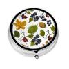 Pill Box Small Pill Case 3 Compartment Metal Pill Holder for Purse or Pocket Travel Pillbox Portable Pill Container Leaves and Berries Medicine Organizer for Vitamins Fish Oil view 2