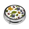 Pill Box Small Pill Case 3 Compartment Metal Pill Holder for Purse or Pocket Travel Pillbox Portable Pill Container Leaves and Berries Medicine Organizer for Vitamins Fish Oil view 3
